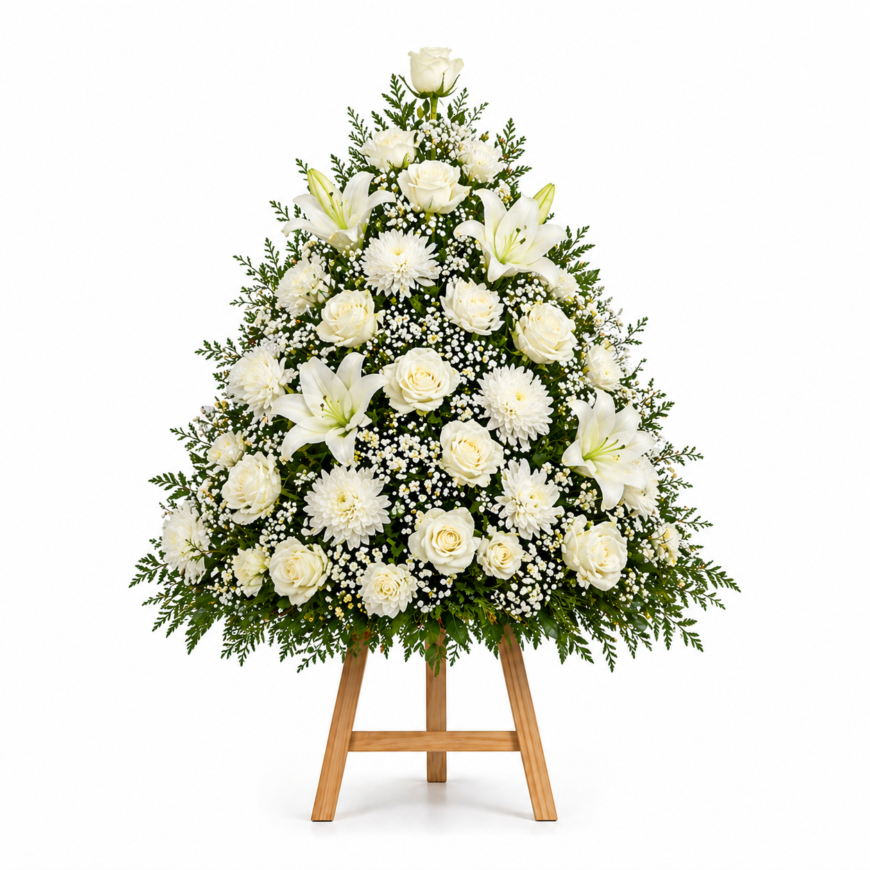 Pure Elegance White Stand — white sympathy flower stand for funeral Egypt