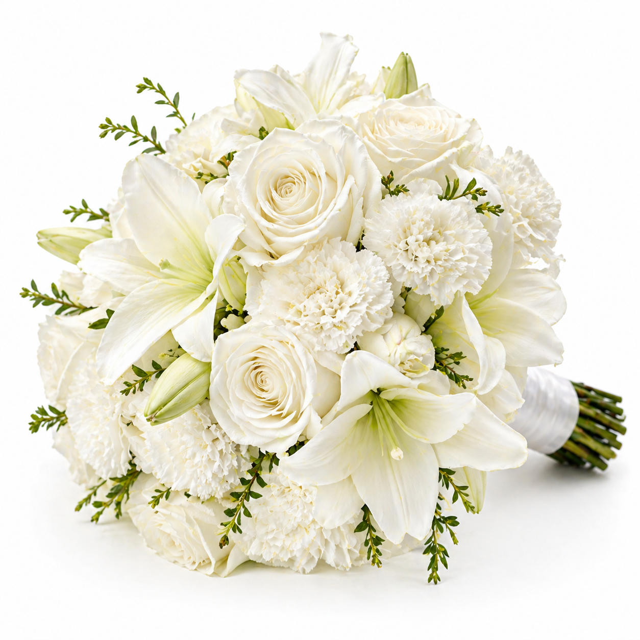 Pure Ivory — pristine white roses bouquet for wedding delivery in Egypt Main image