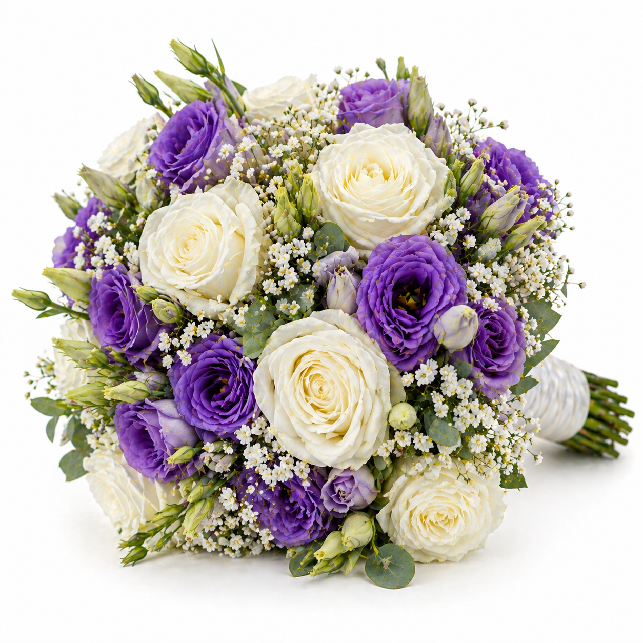Royal Grace — elegant white and purple roses bouquet for wedding Egypt