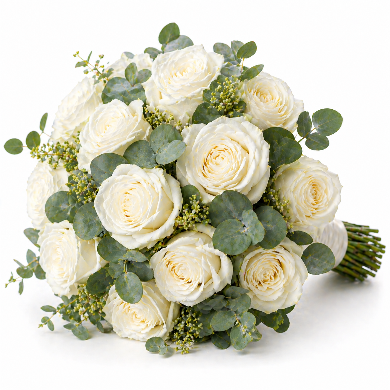 Modern Ivory — elegant white roses bouquet for wedding delivery to Egypt